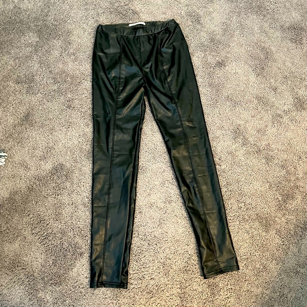 Black leather leggings